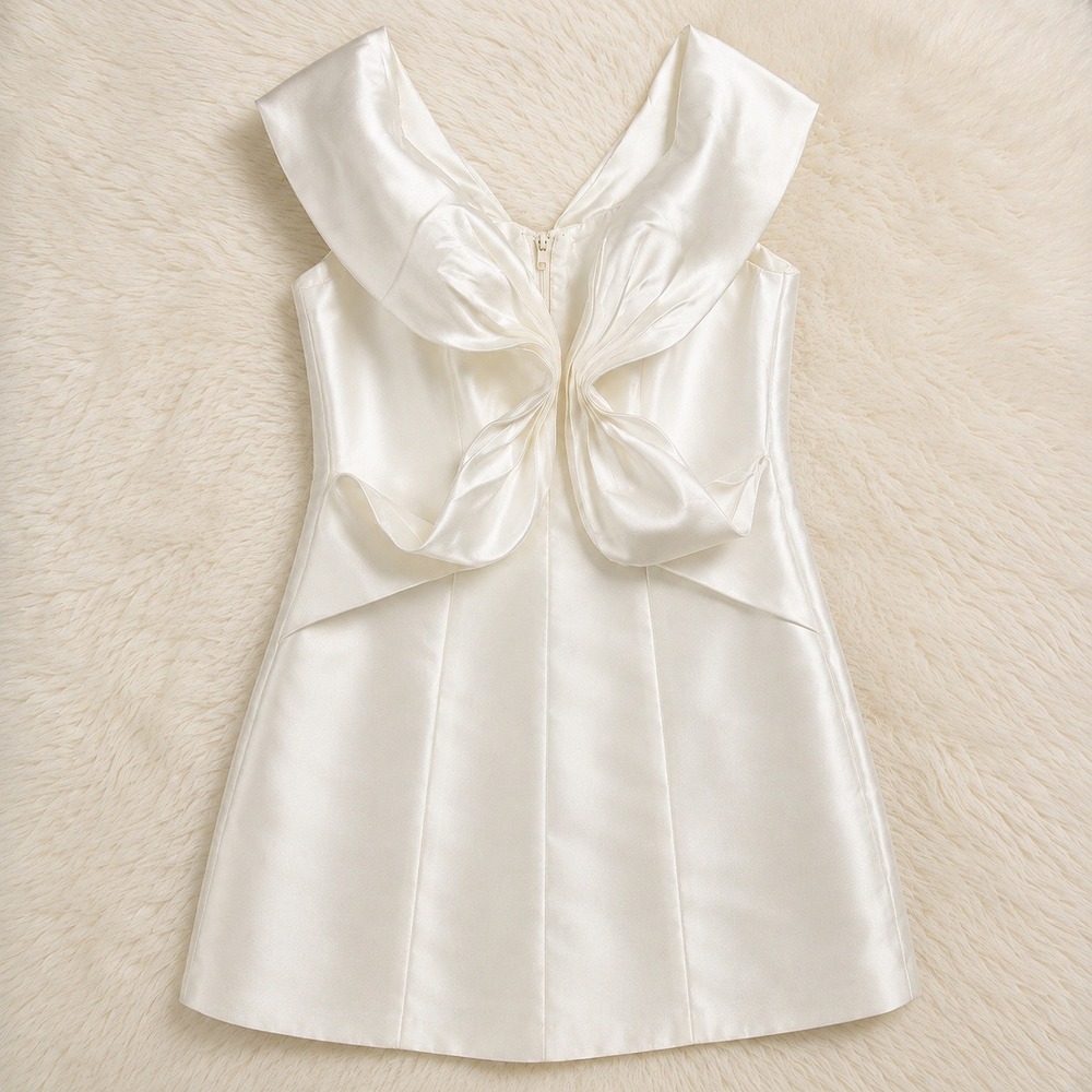 Elliatt Espousal Ivory Satin Off Shoulder Bow Mini Dress Bridal Wedding XL NWT - Picture 2 of 6